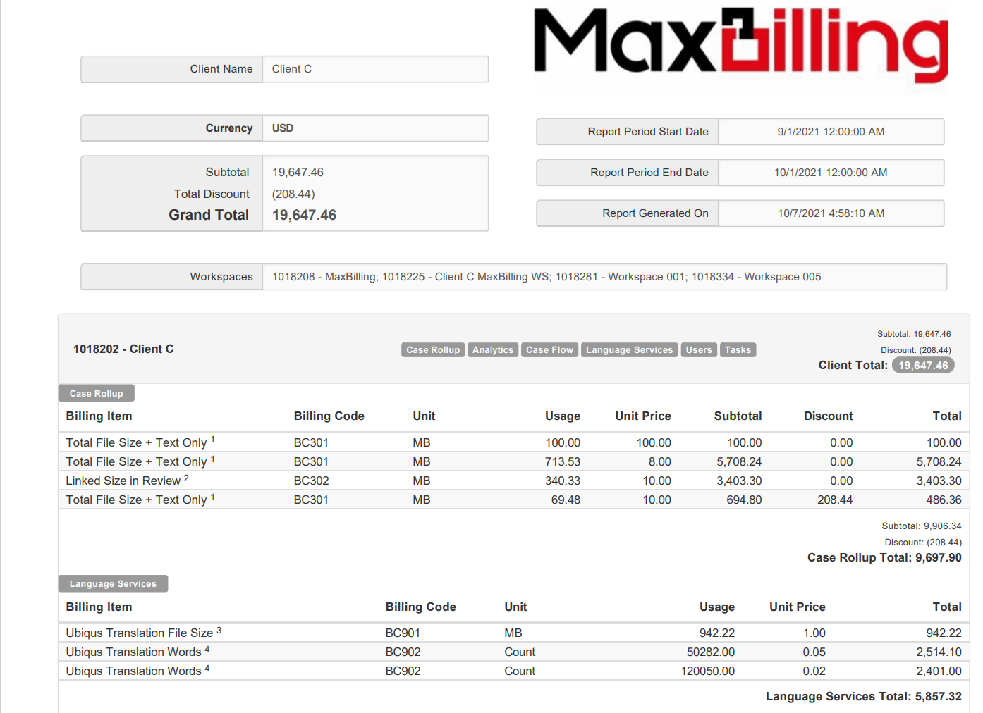 MaxBilling Report