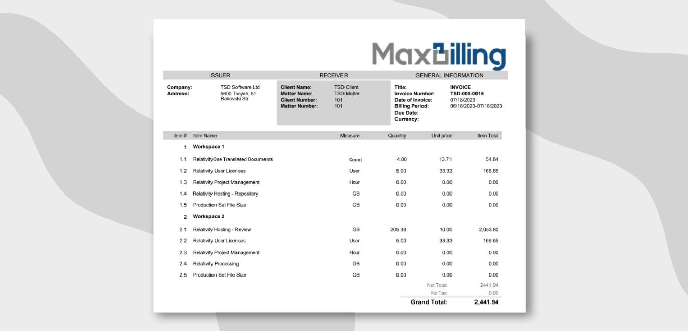 RelativityOne translation in MaxBilling